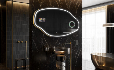 Uregelmessig speil med lys LED SMART O223 Google