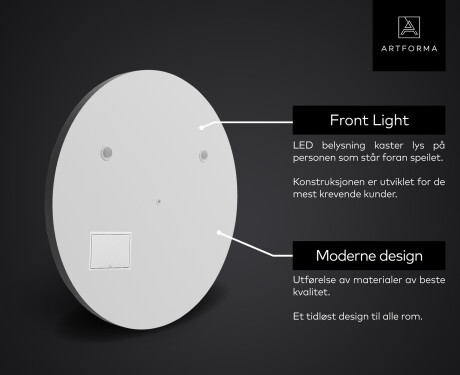 Rundt speil med lys LED SMART L76 Apple #2