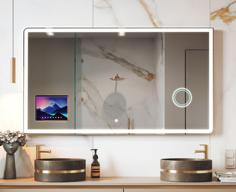 Avrundet Moderne LED Speil med iPad Displine L146 Ramme