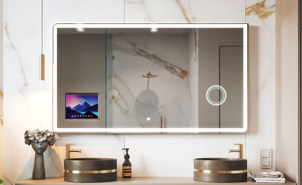 Avrundet Moderne LED Speil med iPad Displine L146 Ramme