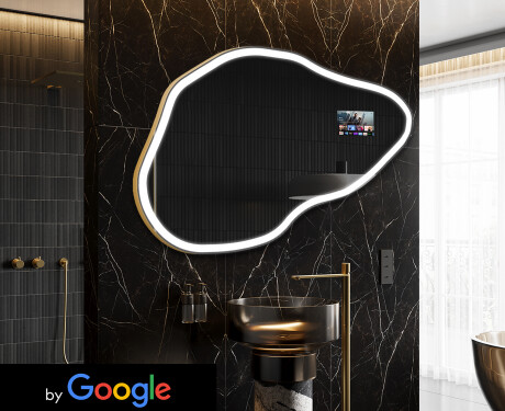 Uregelmessig speil med lys LED SMART P222 Google