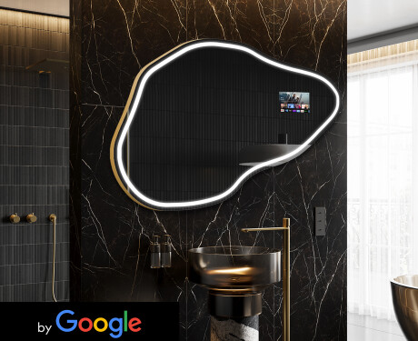 Uregelmessig speil med lys LED SMART P223 Google