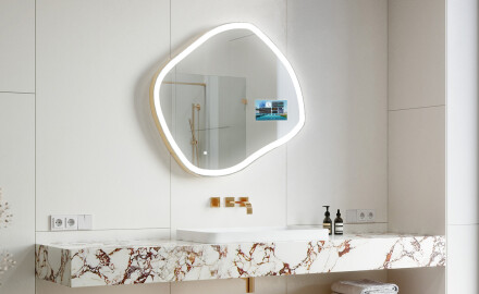 Uregelmessig speil med lys LED SMART R222 Google