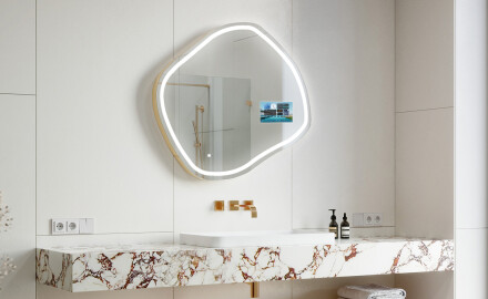 Uregelmessig speil med lys LED SMART R223 Google