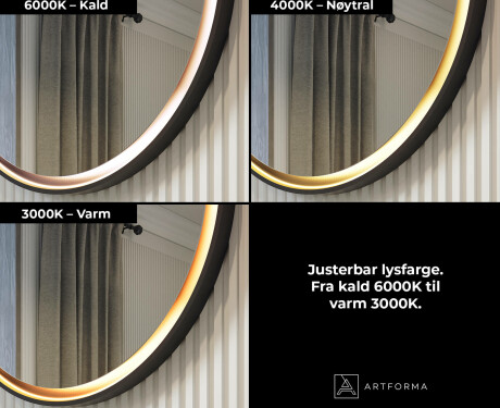 Rundt speil i metallramme med LED-belysning #3