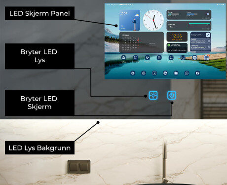 Smart Avrundet LED Baderomsspeil SmartScreen 21,5” #2