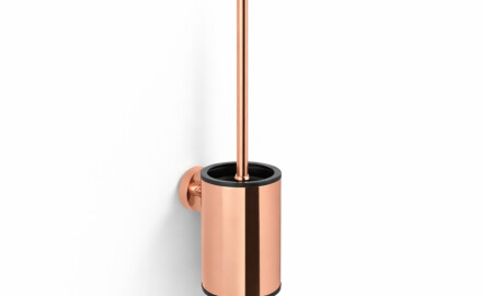 CLASSIC – Lavt hengende toalettbørste / metallbeholder, innsats i plast / rosa gullglans