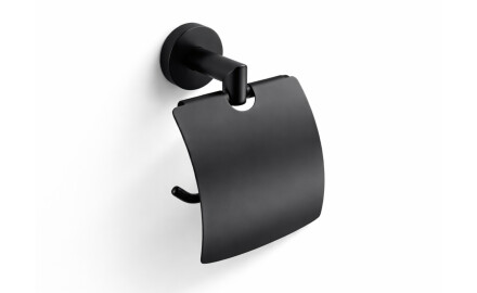 CLASSIC – Toalettpapirholder / med beskyttelsesdeksel / matt svart