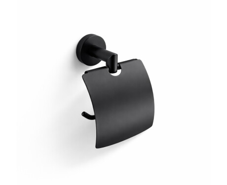 CLASSIC – Toalettpapirholder / med beskyttelsesdeksel / matt svart