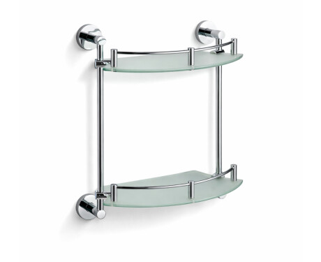 CLASSIC – Halvsirkulær dobbel hylle / krom, matt glass