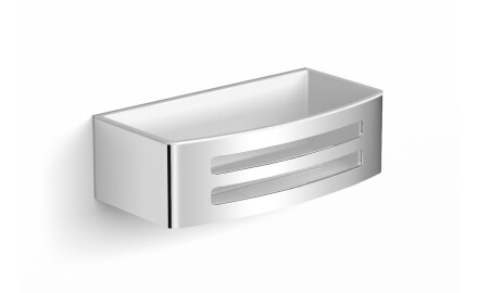 Kurv 22x11x6 / innsats i hvitt plast / polert stål