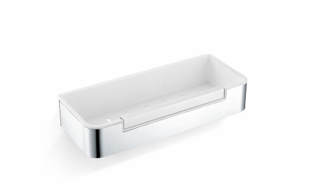 Kurv 29x12x5,5 med snor / polert stål / innsats i hvitt plast