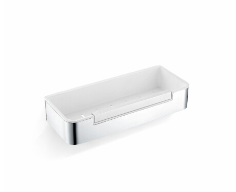 Kurv 29x12x5,5 med snor / polert stål / innsats i hvitt plast