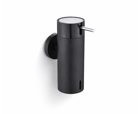 Dispenser for flytende såpe 0,15 l / matt svart / svart pumpe + polert stål