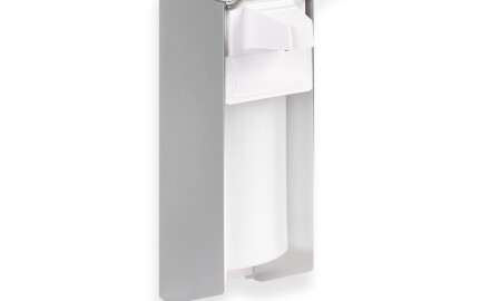 Dispenser for desinfeksjonsvæske, 0,5 l, med albuebetjening / matt aluminium