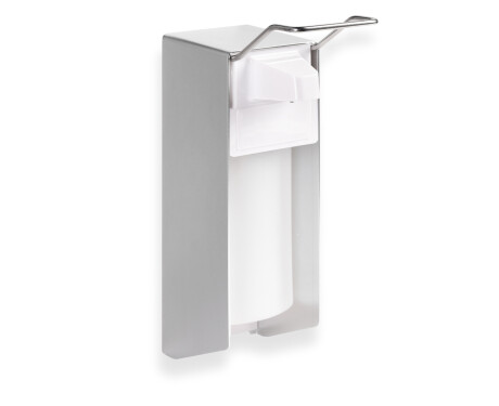 Dispenser for desinfeksjonsvæske, 0,5 l, med albuebetjening / matt aluminium