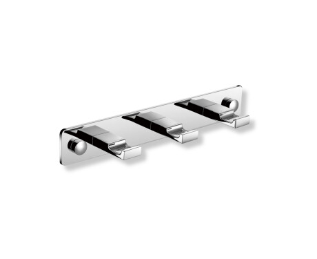 Hengerekk – 3 flate håndklekroker / krom