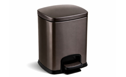 PREMIUM rektangulær pedalbøtte, 5 liter, soft close / grafittmetallic