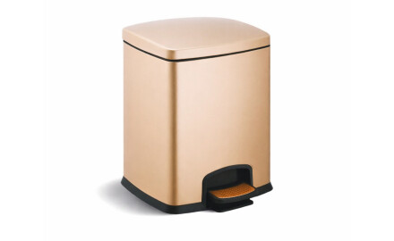PREMIUM rektangulær pedalbøtte, 5 L, soft close / champagne