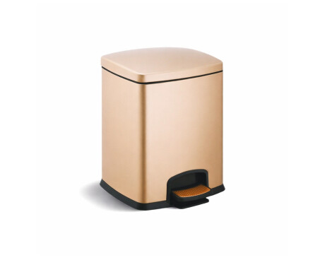 PREMIUM rektangulær pedalbøtte, 5 L, soft close / champagne