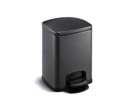 PREMIUM rektangulær pedalbøtte, 5 liter, soft close / matt svart