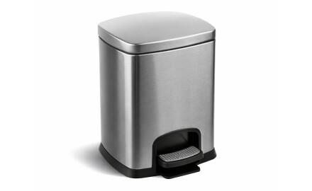 PREMIUM rektangulær pedalbøtte, 5 L, soft close / rustfritt stål, satinert