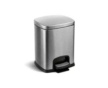 PREMIUM rektangulær pedalbøtte, 5 L, soft close / rustfritt stål, satinert