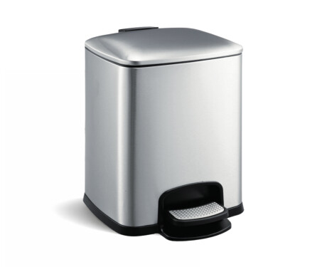 PREMIUM-pedalbeholder, rektangulær, 8 L, soft close / rustfritt stål, satinert