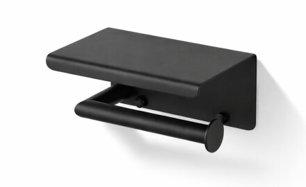 Toalettpapirholder / med hylle / matt svart