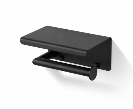 Toalettpapirholder / med hylle / matt svart