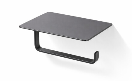 Toalettpapirholder / med hylle / matt svart
