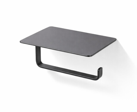 Toalettpapirholder / med hylle / matt svart