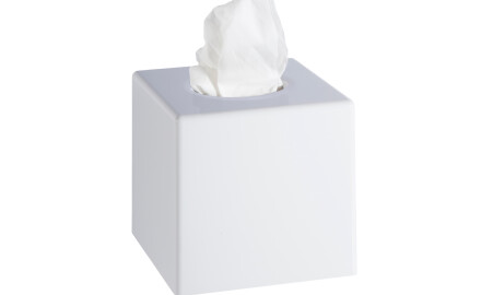 Dispenser for papirlommetørklær – kubusformet / ABS, hvit, blank