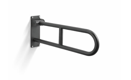 Støttehåndtak for personer med nedsatt funksjonsevne, Ø32, buet og vippbart, STANDARD – 60 cm / rustfritt stål, matt svart