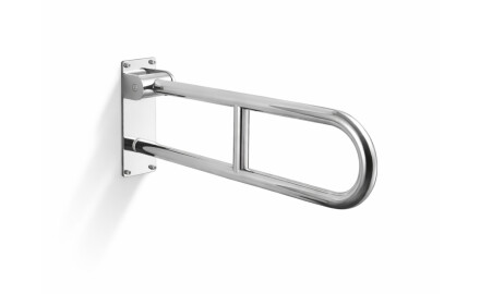Støttehåndtak for personer med nedsatt funksjonsevne, Ø32, buet og vippbart, STANDARD – 60 cm / polert rustfritt stål