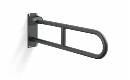 Støttehåndtak for personer med nedsatt funksjonsevne, Ø32, buet og vippbart, STANDARD – 70 cm / rustfritt stål, matt svart