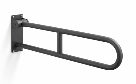 Støttehåndtak for personer med nedsatt funksjonsevne, Ø32, buet og vippbart, STANDARD – 80 cm / rustfritt stål, matt svart