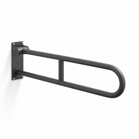 Støttehåndtak for personer med nedsatt funksjonsevne, Ø32, buet og vippbart, STANDARD – 80 cm / rustfritt stål, matt svart #1