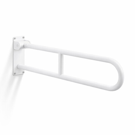 Støttehåndtak for personer med nedsatt funksjonsevne, Ø32, buet og vippbart, STANDARD – 80 cm / rustfritt stål, matt hvit #1