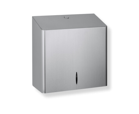 Dispenser for V-foldede papirhåndklær (maks. dimensjoner på papirpakken: 25,5 x 11,5 x 24 cm), R10-serien / børstet stål