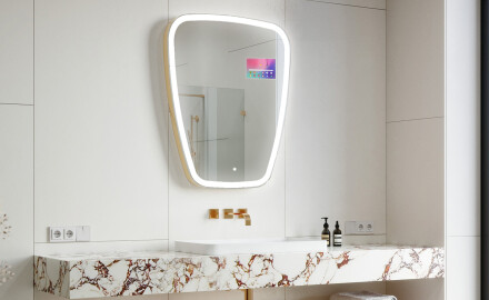 Uregelmessig speil med lys LED SMART Z222 Google