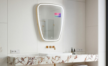 Uregelmessig speil med lys LED SMART Z223 Google