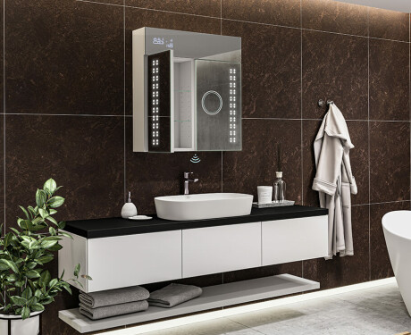 Baderomsskap Med LED-speil - L55 Emily 66,5 x 72cm #11