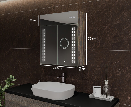 Baderomsskap Med LED-speil - L55 Emily 66,5 x 72cm #2