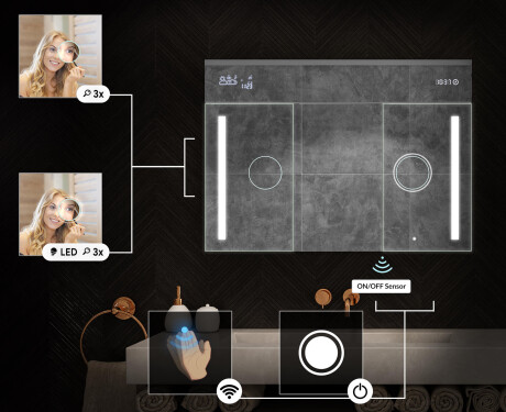 Vegghengt baderomsskap med LED-speil L02 Emily 100 x 72 cm i fargen San Marino #5