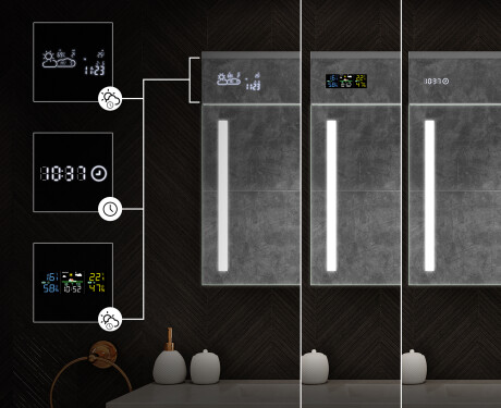 Vegghengt baderomsskap med LED-speil L02 Emily 100 x 72 cm i fargen Oslo-eik #4