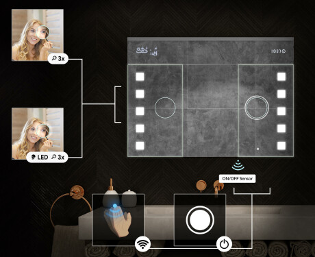 Baderomsskap Med LED-speil - L03 Emily 100 x 72cm #5