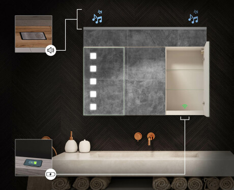 Baderomsskap Med LED-speil - L03 Emily 100 x 72cm #6