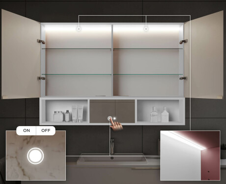 Lite LED-Baderomsskap Emma - 2-dørs 100 x 72cm #5