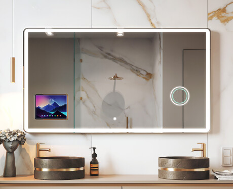 Avrundet Moderne LED Speil med iPad Displine L141 Ramme